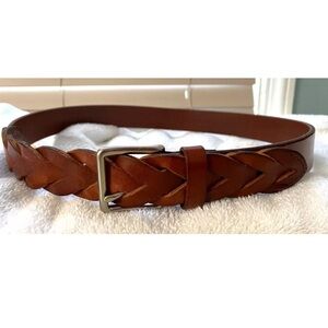 Vtg Ralph Lauren Womens Belt Genuine Leather with Braid  Brown 2220468 210 -L